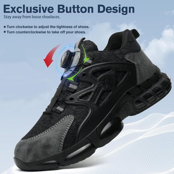 Men Steel Toe Work Sneakers Lightweight Composite Safety Tennis Shoes - Picture 5 of 6